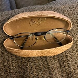 Emporio Armani reading glasses Italy prescription blue metal women men Maui Jim